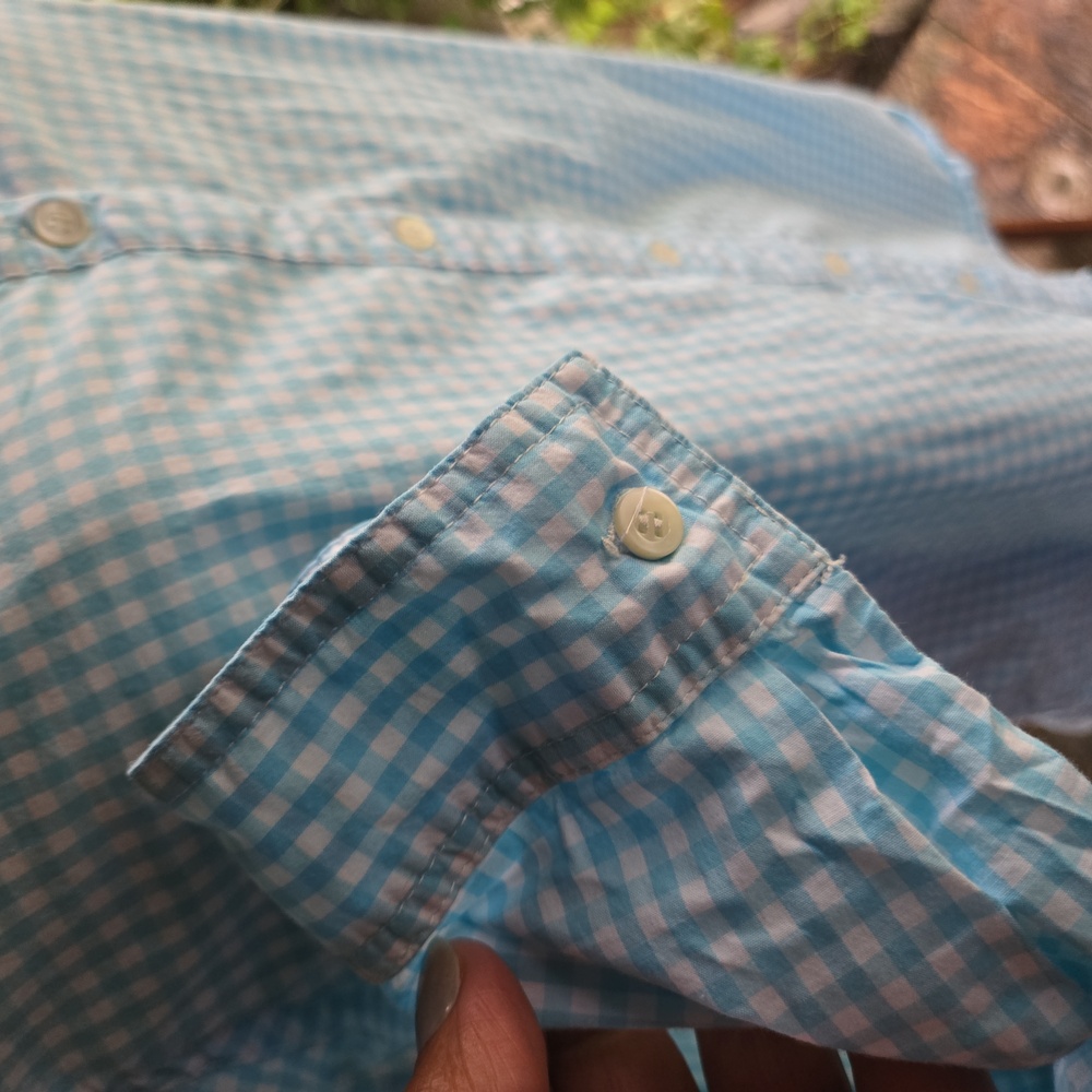 J. Mclaughlin Light Blue Checkered Button Front S… - image 5